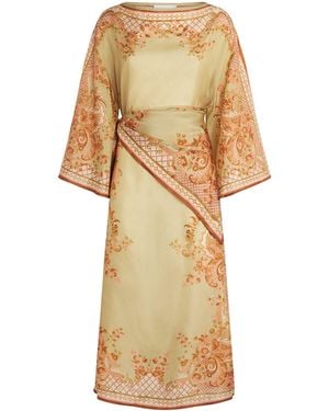 Zimmermann Silk Aster Tunic Midi Dress - Metallic