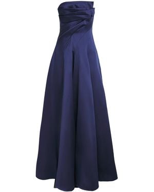 Talbot Runhof Mikado Satin Pleated Gown - Blue