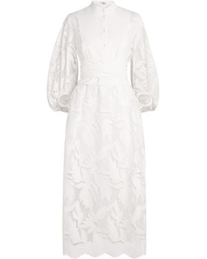 Erdem Crochet Cutwork Midi Shirt Dress - White