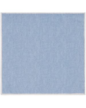 Eleventy Wool-Cotton Pocket Square - Blue