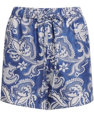 Sandro Satin Paisley Shorts - Blue