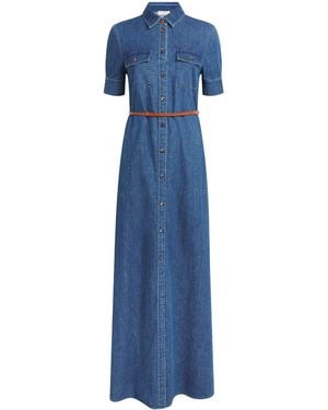Lafayette 148 New York Denim Belted Maxi Dress - Blue