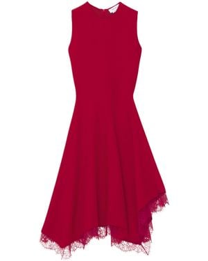 McQueen Lace-Hem Sleeveless Midi Dress - Red