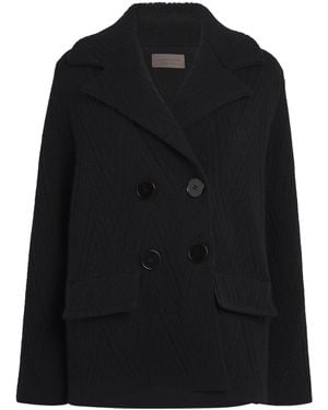 D.exterior Wool-Blend Double-Breasted Pea Coat - Black