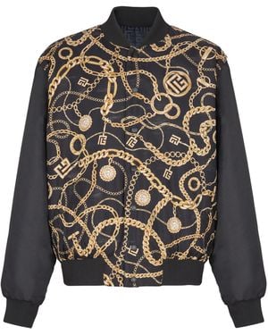 Balmain Silk Reversible Chain Bomber Jacket - Grey