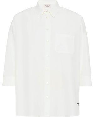 Weekend by Maxmara Cotton Cropped Sleeve Shirt - White