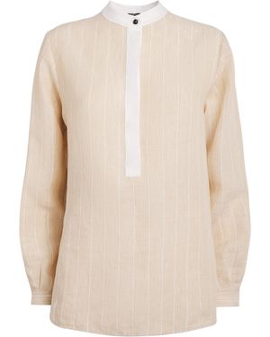 Kiton Linen Stripe Blouse - Natural
