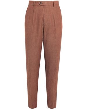 Eleventy X Harrods Linen Tailored Trousers - Brown