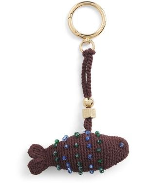 Sandro Crochet Fish Keyring - White