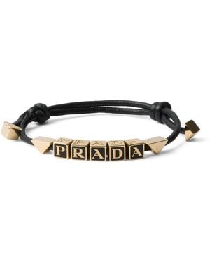 Prada Nappa Leather Logo Bracelet - Black