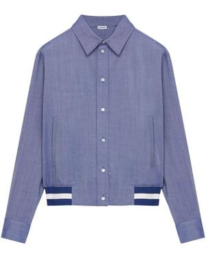 Loewe Wool-Blend Stripe-Trim Shirt Jacket - Blue