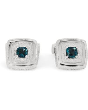Tateossian Sterling And Topaz Graffiato Cufflinks - Metallic