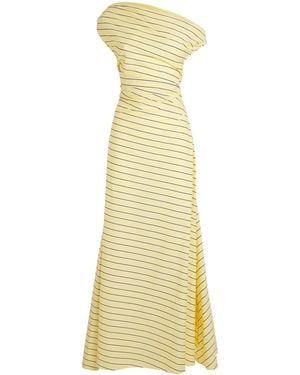STAUD Cotton Stripe Phare Maxi Dress - Yellow