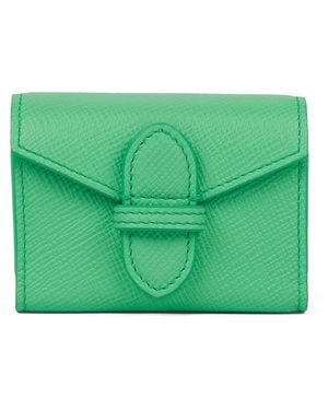 Smythson Leather Panama Playing Card Case - Green