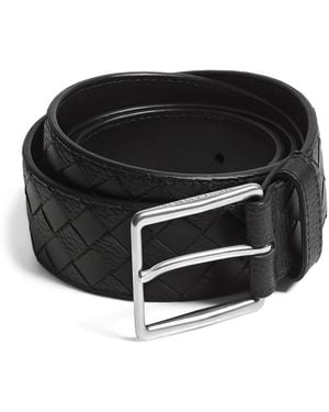 Bottega Veneta Leather Intrecciato Belt - Black