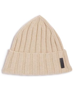 Emporio Armani Cashmere Logo Beanie - Natural
