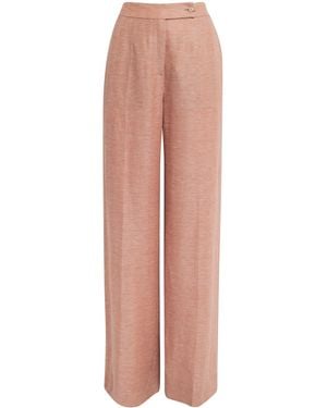 Colombo Cashmere-Linen Wide-Leg Pants - Pink