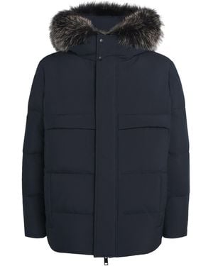 Yves Salomon Down Waterproof Fox Fur-Trim Parka Coat - Blue