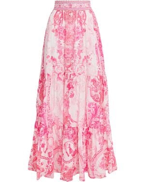 CAMILLA Embellished Printed Maxi Skirt - Pink