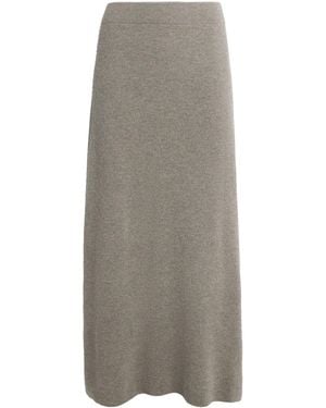 Agnona Cashmere Ribbed Midi Skirt - Gray