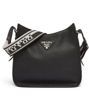 Prada Medium Leather Cross-Body Bag - Black