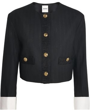 Sandro Cropped Tailored Jacket - Blue