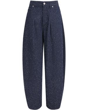 Jacquemus Embroidered Ovalo Barrel-Leg Jeans - Blue