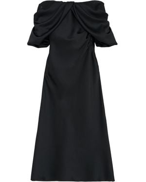 McQueen Draped Midi Dress - Black