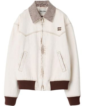 Miu Miu Denim Blouson Jacket - Natural