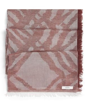 JOSEPH Linen-Blend Jacquard Aster Scarf - Purple