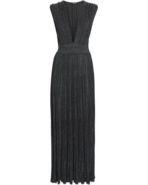 Valentino Knit Metallic V-Neck Maxi Dress - Black