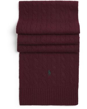 Polo Ralph Lauren Wool-Blend Cable-Knit Scarf - Purple