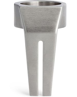 Rick Owens Palladium-plated Open Trunk Ring - Grey