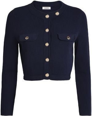 Sandro Wool Cropped Cardigan - Blue