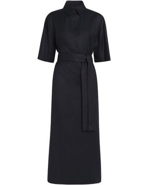 Sa Su Phi Wool Francesca Midi Shirt Dress - Black