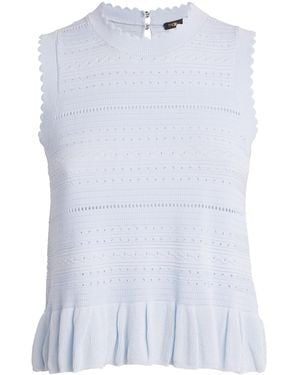 Maje Ruffled Pointelle Knit Top - White
