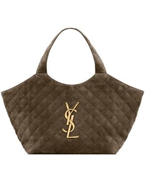 Saint Laurent Medium Suede Icare Tote Bag - Brown
