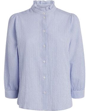 ME+EM Seersucker Stripe Blouse - Blue