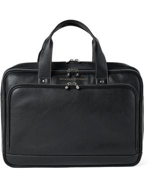 Brunello Cucinelli Grained Calfskin Briefcase - Black