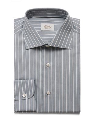 Brioni Cotton Stripe Shirt - Gray