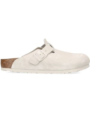 Birkenstock Suede Boston Clogs - White