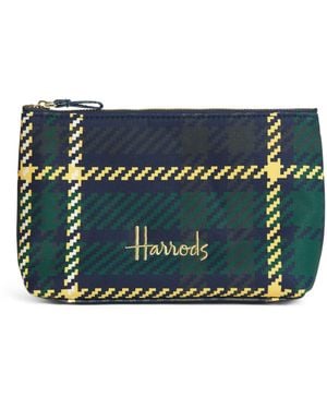 Harrods Small Tartan Logo Pouch - Blue