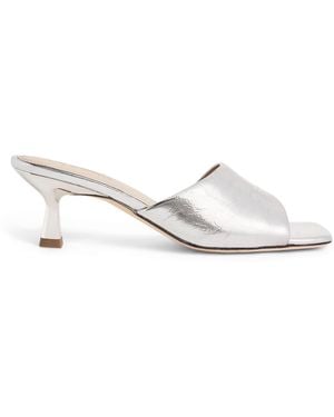 Sandro Metallic Leather Heeled Mules 55 - White