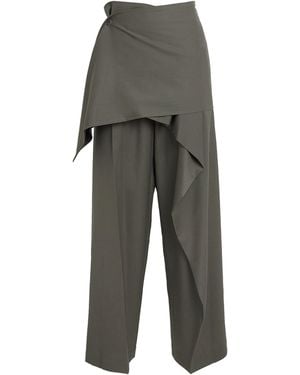 Issey Miyake Wool-Blend Lustrous Wrap Trousers - Grey