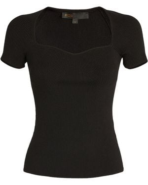 Maje Short-Sleeve Ribbed Top - Black