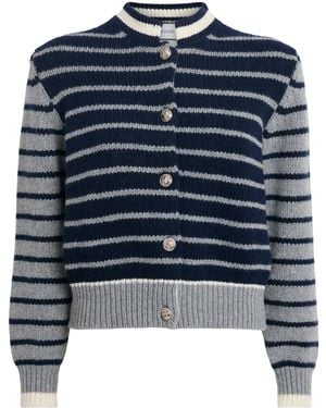Barrie Wool-Cashmere Stripe Cardigan - Blue