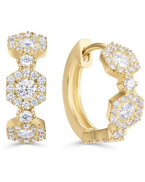 David Morris And Diamond Triolette Hexagon Hoop Earrings - Metallic