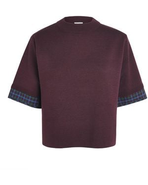 Claudie Pierlot Knitted Funnel-Neck Jumper Top - Purple