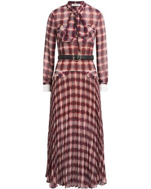 Self-Portrait Chiffon Checked Midi Dress - Red