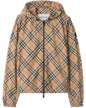 Burberry Check Hooded Jacket - Brown